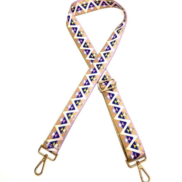 Bag Purse Strap Shoulder Cross Body Geometric Pattern Multi-Color Adjustable - Picture 4 of 4
